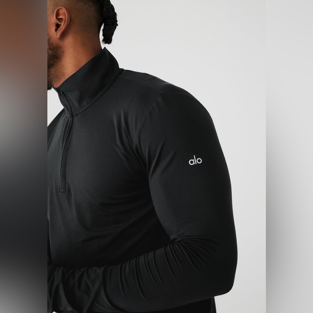 Alo Black Conquer 1/4 Zip Reform Long Sleeve